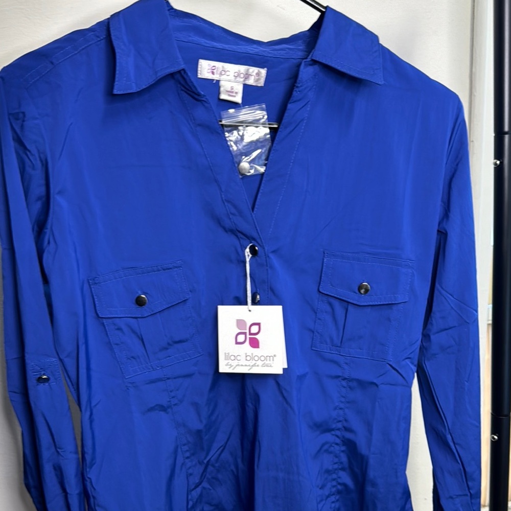 Blue Long Sleeve Tee with Tailored Fit